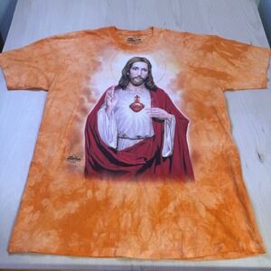 The Mountain Jesus Christ Tie Dye‎ Graphic T-Shirt Mens XL Orange